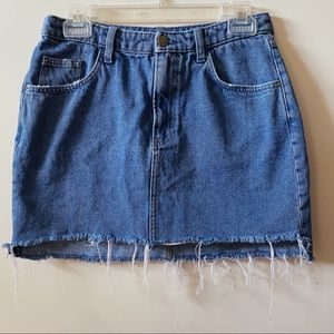 H&M denim skirt with fringe hem